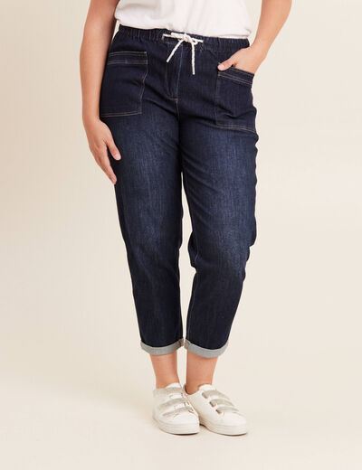 Jean large à coulisse denim brut femme