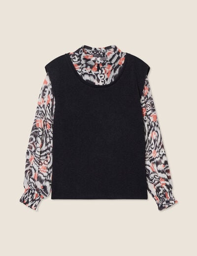 T-shirt manches longues 2-en-1 orange femme