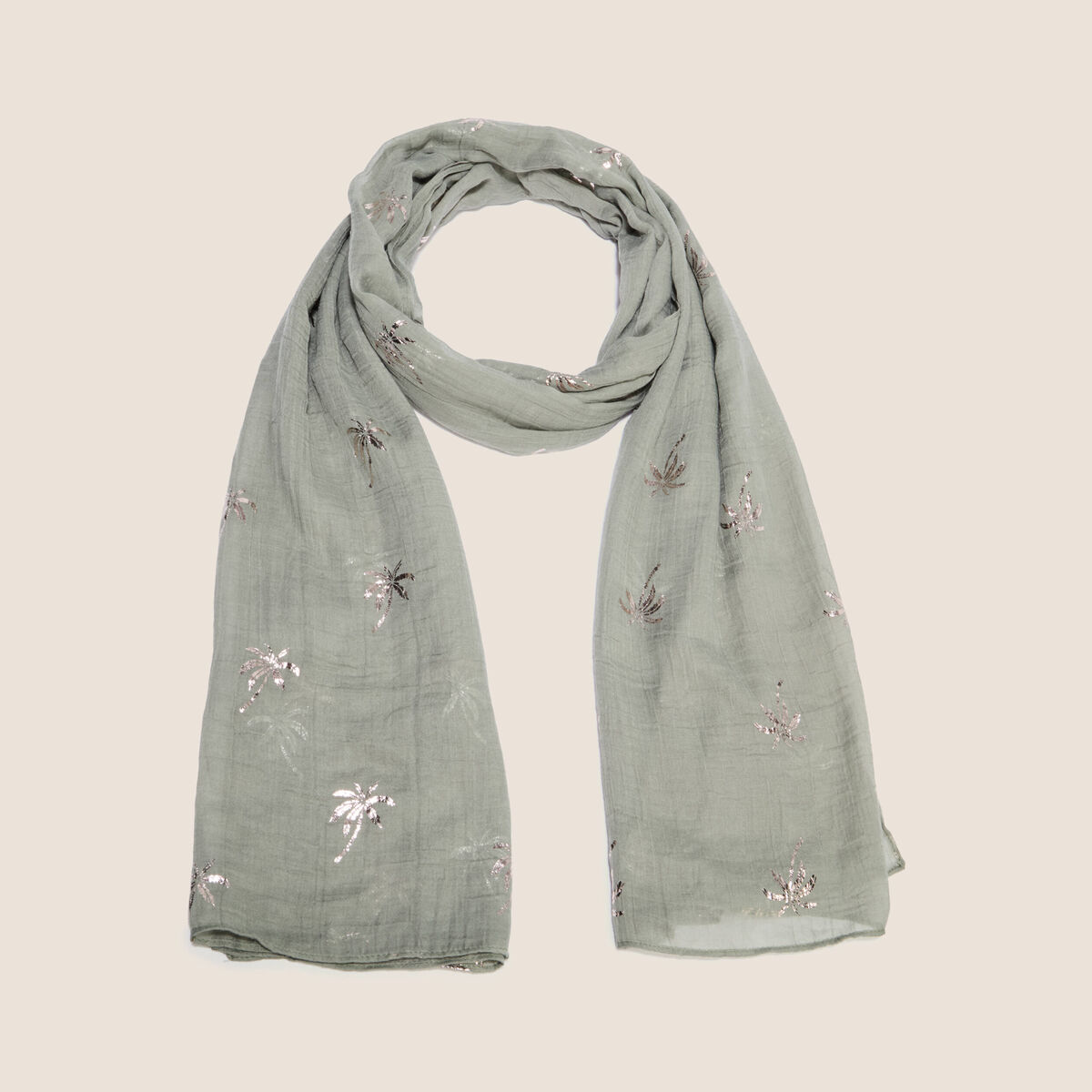Foulard effet froiss&eacute; vert clair femme