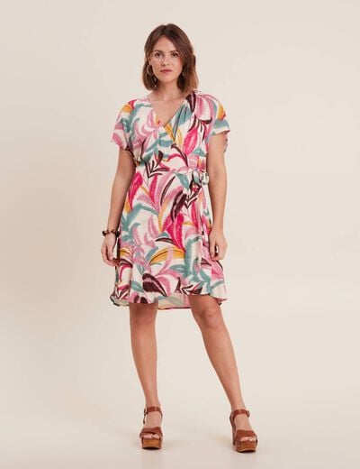 Robe portefeuille rose femme