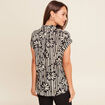 Blouse en voile col v manches courtes noir femme