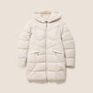 Doudoune mi-longue &agrave; capuche beige femme