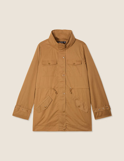 Parka cintrée col montant marron femme