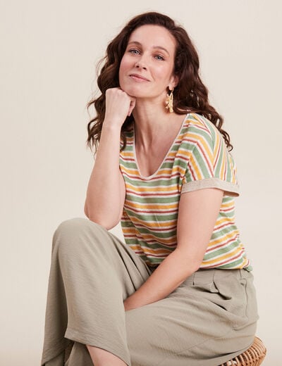 T-shirt manches courtes beige femme