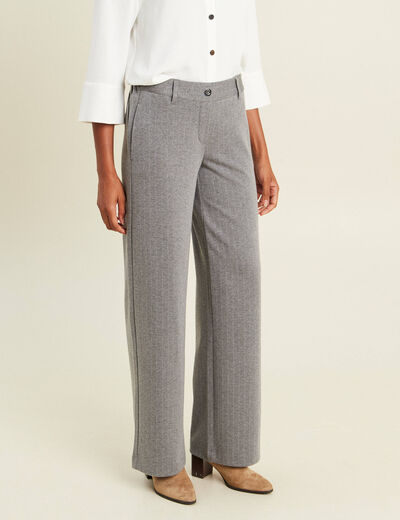 Pantalon loose taille bascul&eacute;e gris femme
