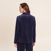 Veste tailleur velours bleu marine femme