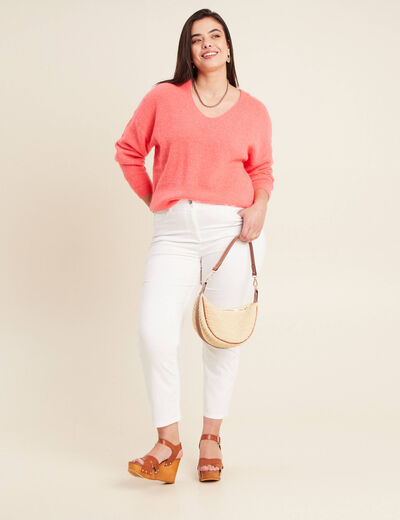 Pull manches longues rose vif femme