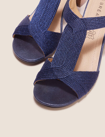 Sandales à talons bottiers bleu marine femme