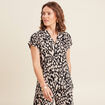 Chemise cr&ecirc;pe manches courtes noir femme