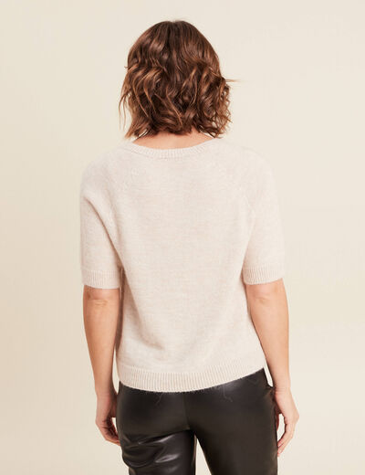 Pull manches courtes beige femme