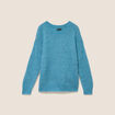 Pull droit col rond manches longues bleu p&eacute;trole femme