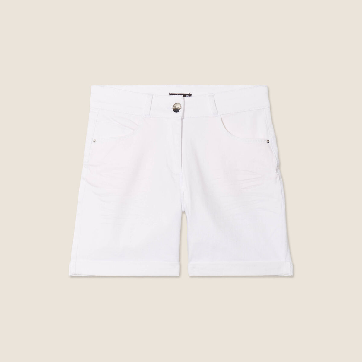 Short droit en jean blanc femme
