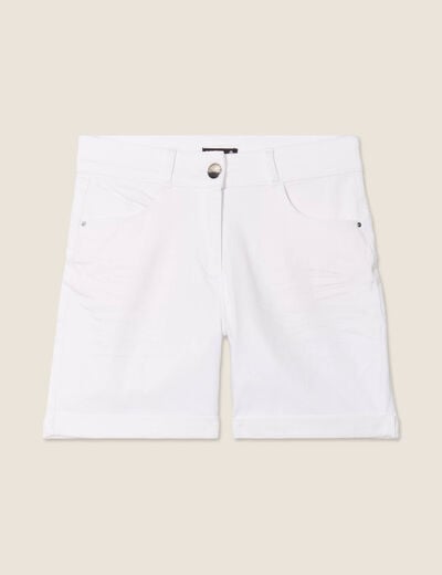Short droit en jean blanc femme