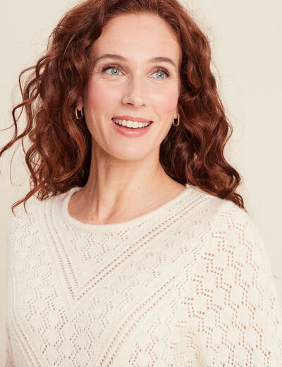 Pull manches longues ajouré sable femme