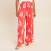 Pantalon coupe large taille haute pliss&eacute; rouge femme