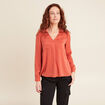 Blouse manches longues satin vieux rose femme