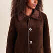 Manteau col montant marron femme