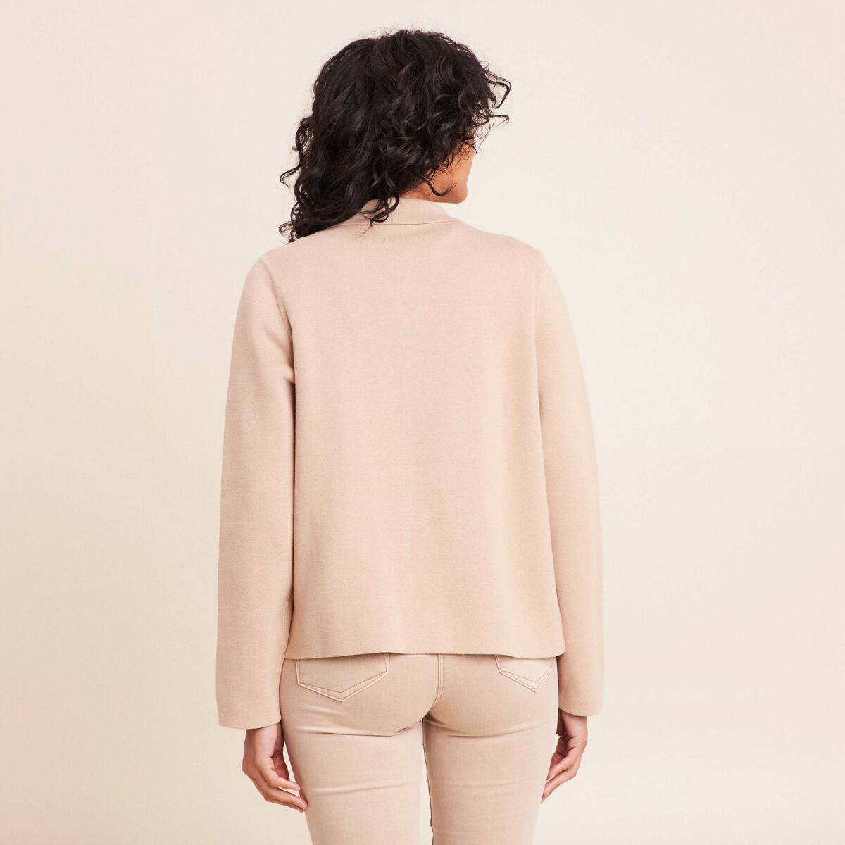 Gilet r&eacute;versible manches longues beige femme
