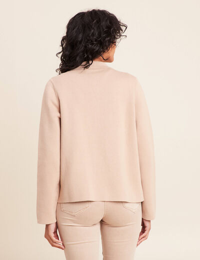 Gilet r&eacute;versible manches longues beige femme