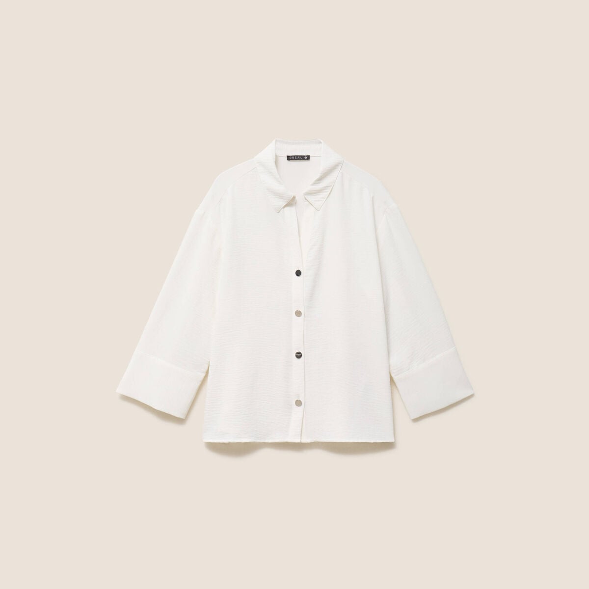 Chemise col chemise manches 3/4 ecru femme