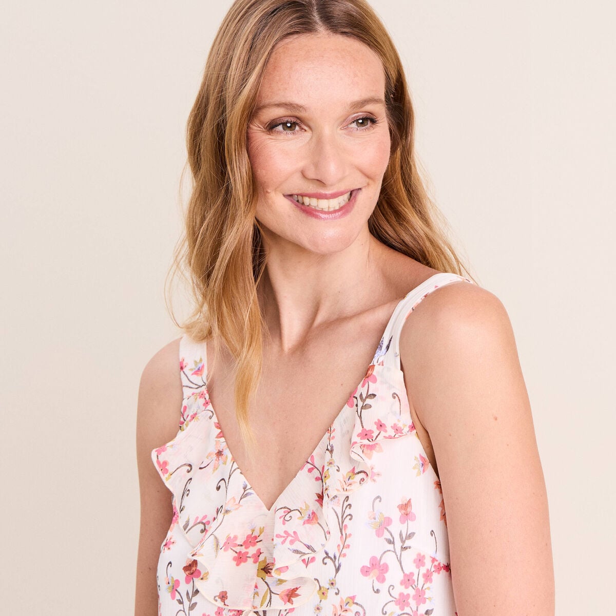 Robe longue &eacute;vas&eacute;e sans manches doubl&eacute;e multicolore femme