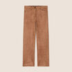 Pantalon droit suédine 7/8ème marron femme