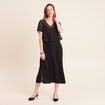 Robe longue &eacute;vas&eacute;e 2 en 1 col rond noir femme
