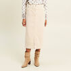 Jupe droite longue en velours sable femme