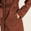 Trench cintr&eacute; long aspect daim marron femme