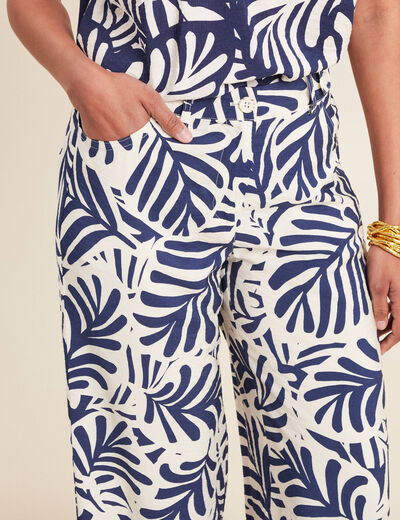 Pantalon flou taille haute blanc femme