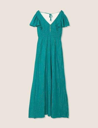 Robe longue droite fluide vert canard femme