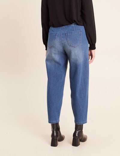 Pantalon mom 7/8&egrave;me en coton denim stone femme