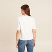 gilet droit court sans manches col rond ecru femme