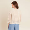 Gilet manches 3/4 ajour&eacute; ecru femme