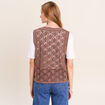 Gilet ajour&eacute; coupe droite courte marron femme
