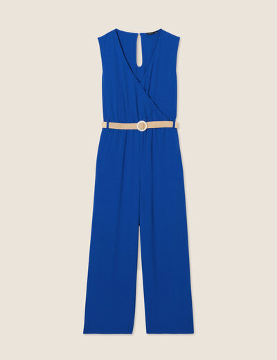 Combinaison pantalon fluide bleu electrique femme