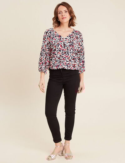 Blouse manches 3/4 rose femme