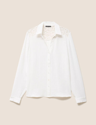 Chemise ample fluide manches longues ecru femme