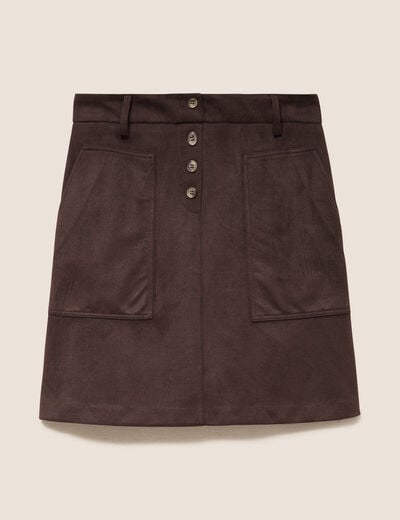 Jupe aspect daim marron fonc&eacute; femme