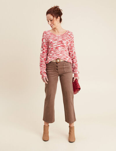 Pantalon large ceinturé 7/8ème bordeaux femme
