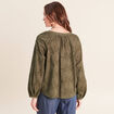 Blouse ample manches longues fluide vert kaki femme