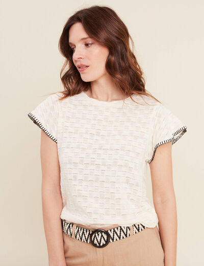 T-shirt manches courtes ecru femme