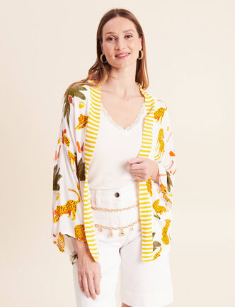 Kimono avec poches multicolore femme