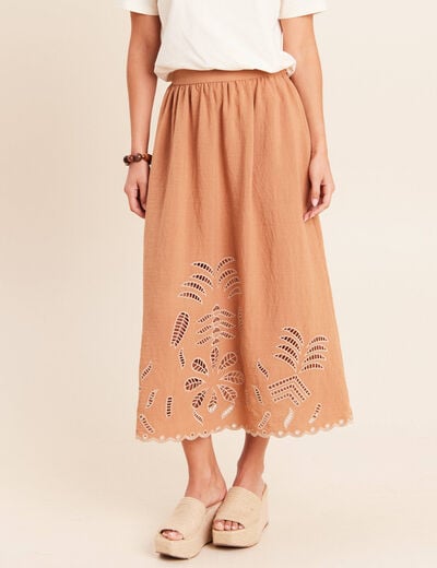 Jupe longue &eacute;vas&eacute;e beige femme