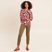 Legging 7/8&egrave;me taille bascul&eacute;e en maille vert kaki femme