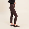 Legging 7/8&egrave;me taille bascul&eacute;e en maille marron fonc&eacute; femme