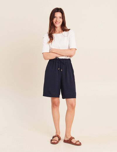 Bermuda bleu fonc&eacute; femme