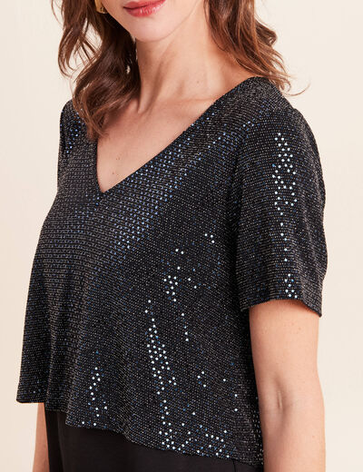 Robe longue &eacute;vas&eacute;e 2 en 1 col rond bleu marine femme