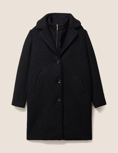 Manteau 3 en 1 col montant doubl&eacute; noir femme
