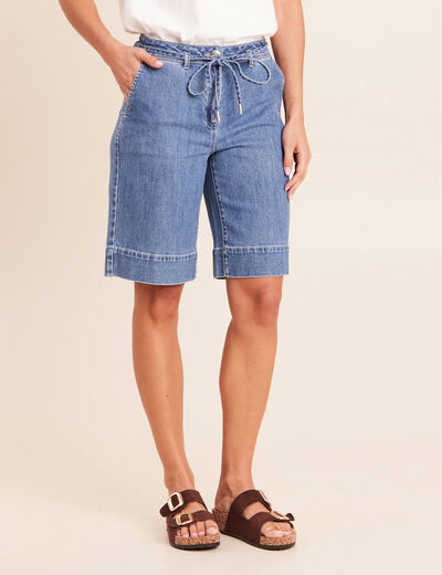 Bermuda en jean denim stone femme